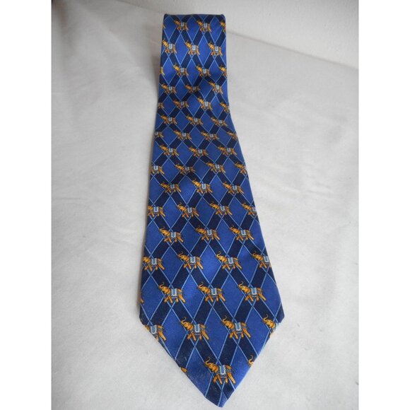 Brooks Brothers Makers Blue Yellow Elephants silk - Picture 1 of 3